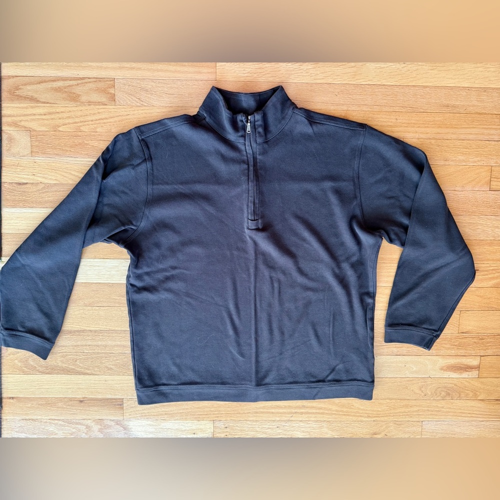 Saltaire men’s long sleeve 1/4 zip cotton pullover brown size L